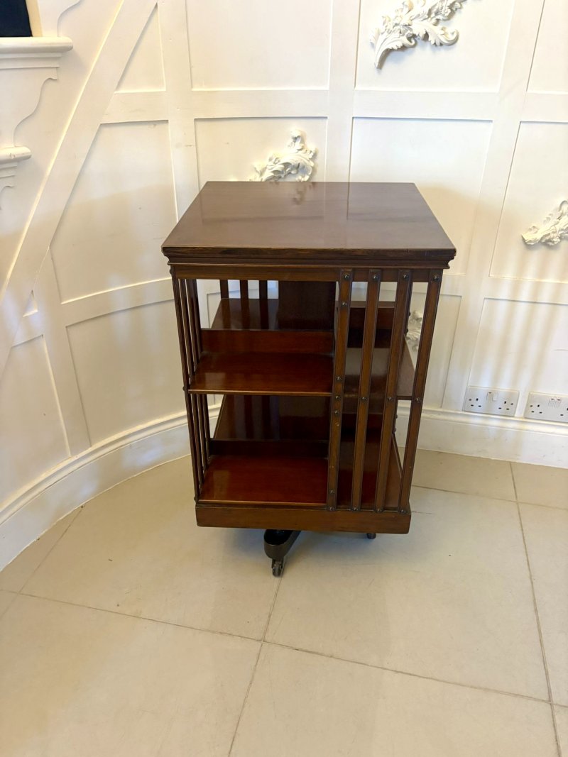 Antique Edwardian Quality Mahogany Revolving Bookcase - Image 4